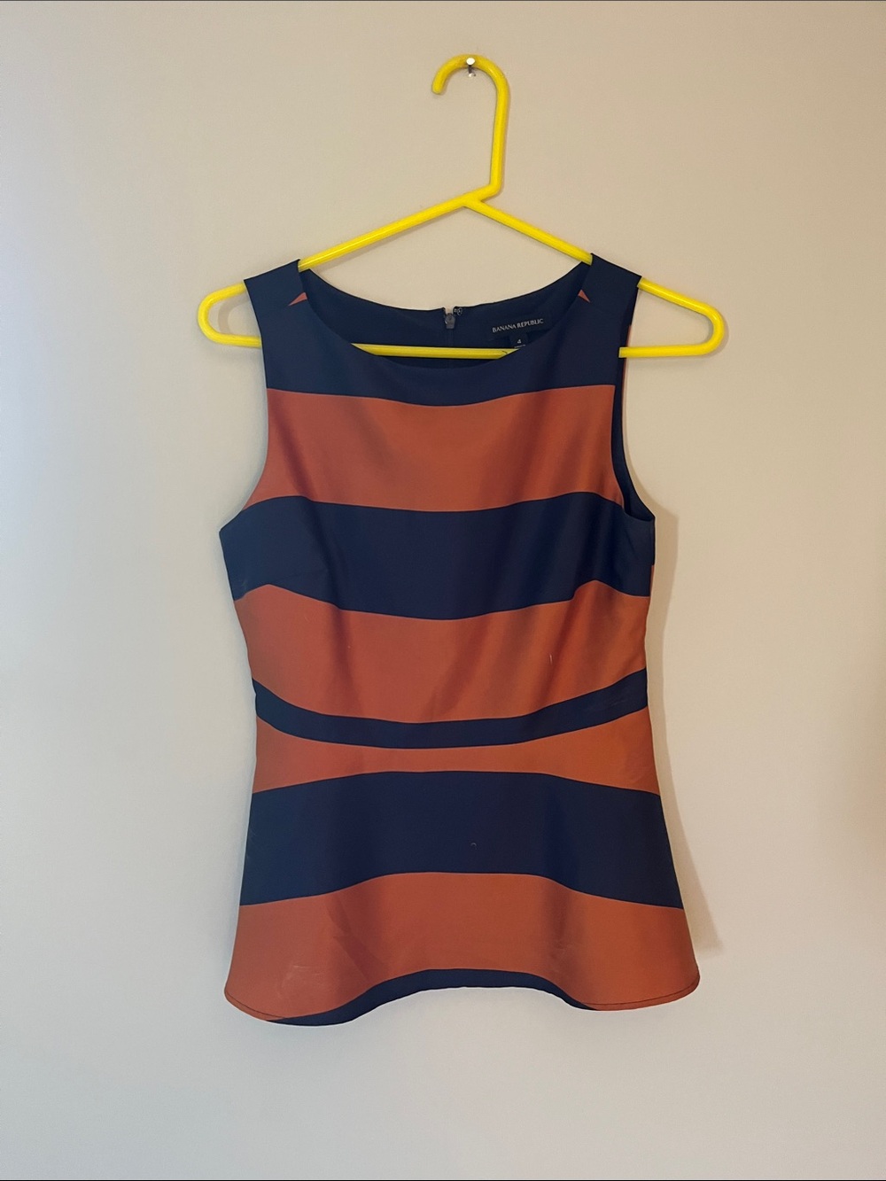 Banana Republic Striped Sleeveless Shell Top - Navy & Rust Orange